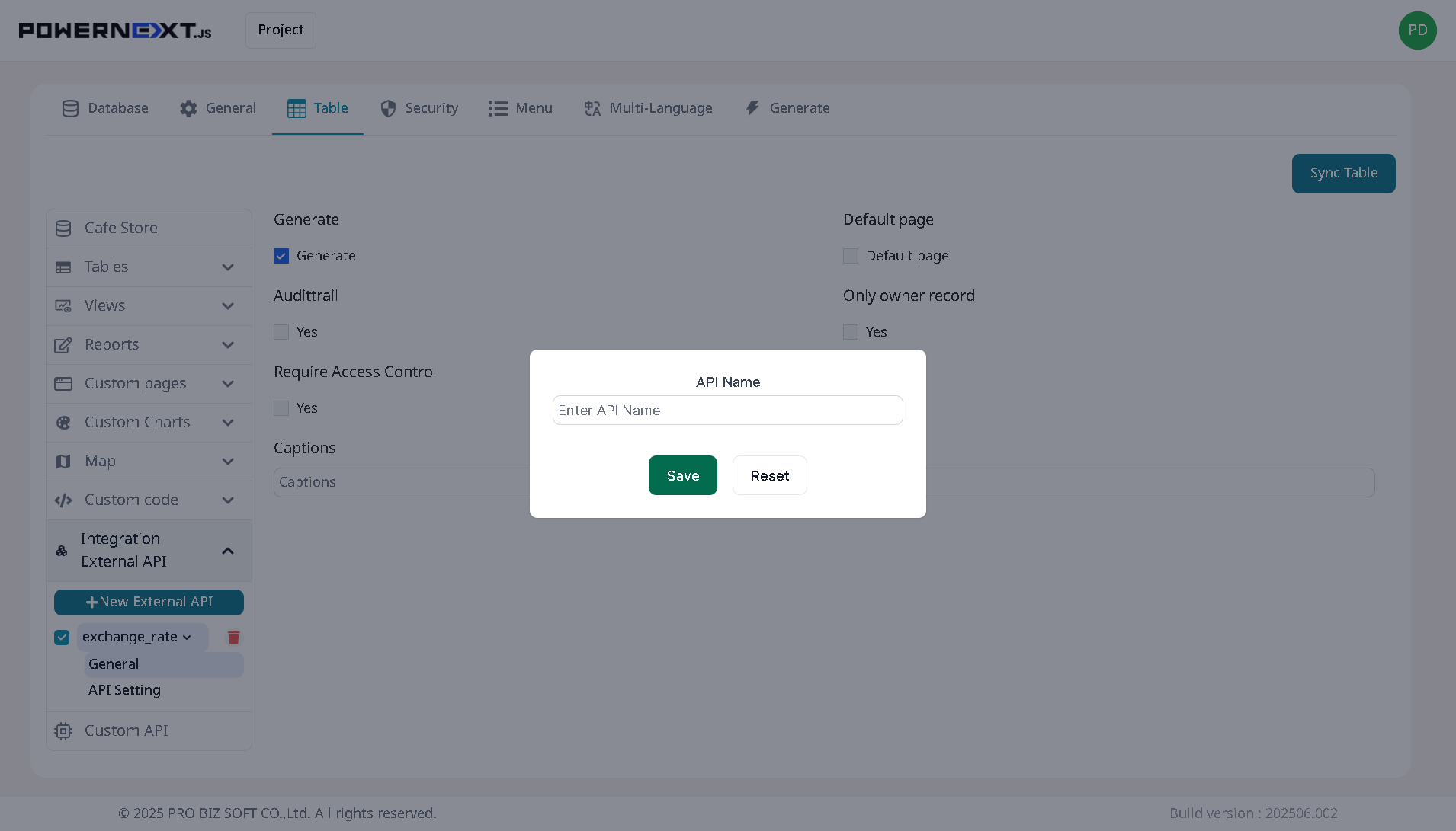 Integration External API Settings